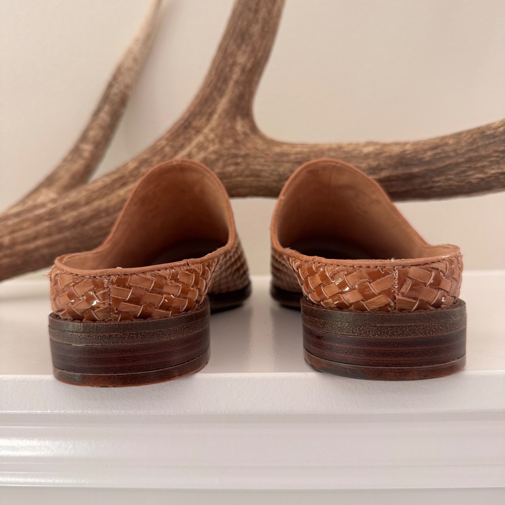 Brioso Fern Woven Leather Women's Mules Tan Brown Slip On Shoes Size 9.5M Brazil - Picture 3 of 8
